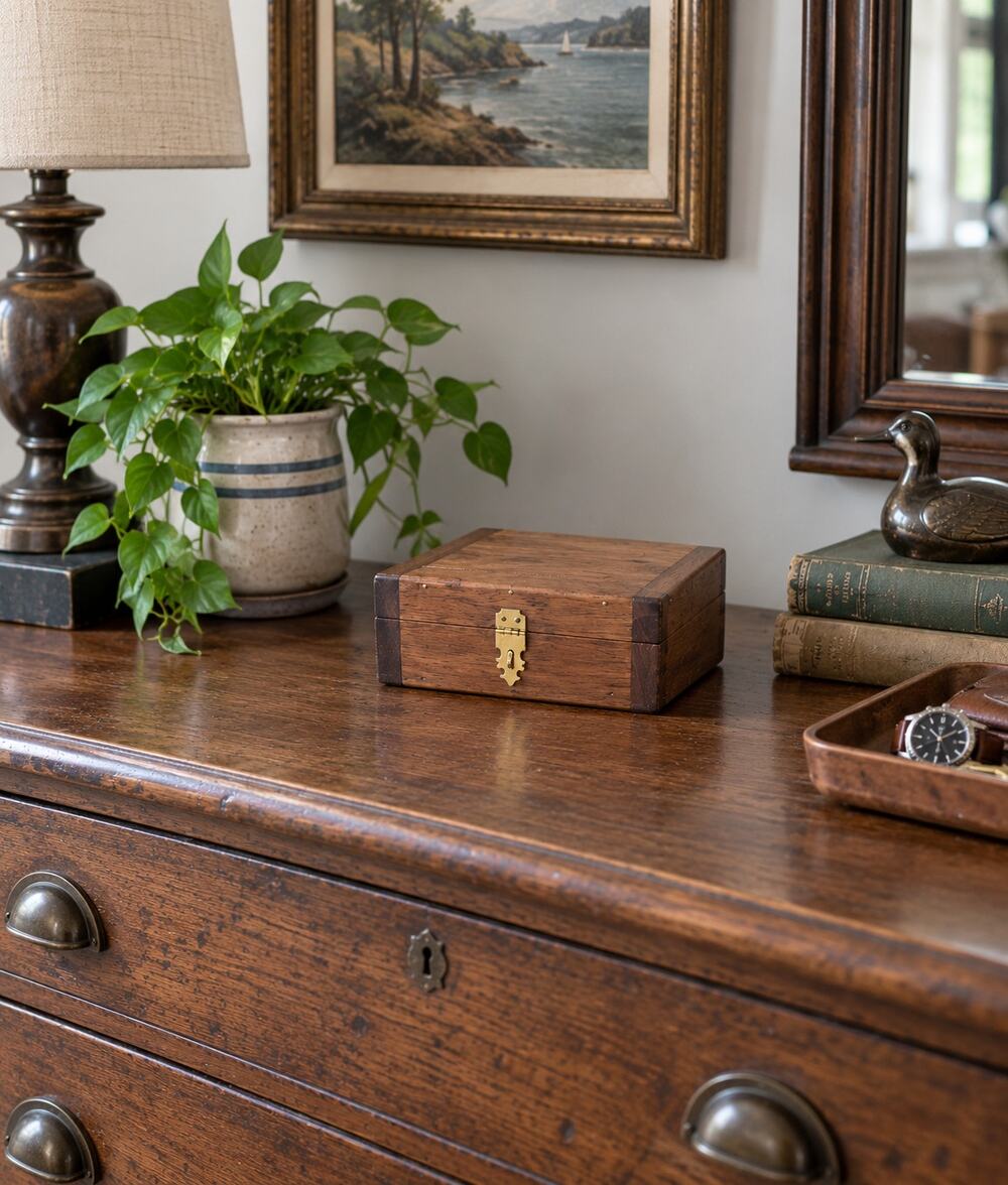 Small Handmade Wooden Box w/ Clasp Close and Hinges